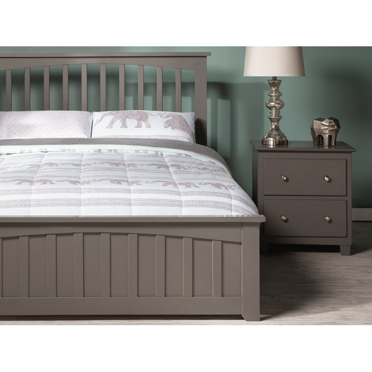 Mission Gray Full Solid Wood Platform Bed with Matching Footboard