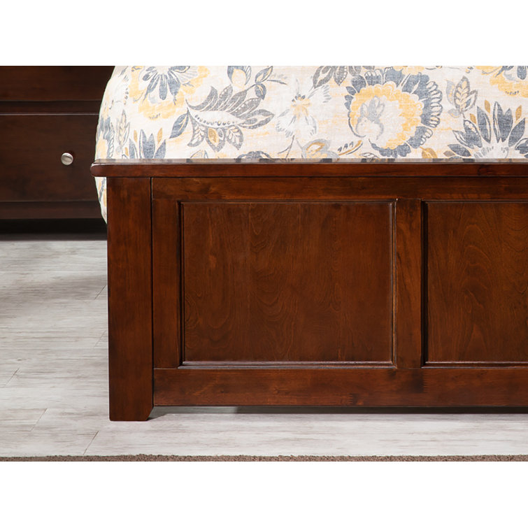 Madison Walnut Queen Wood Platform Bed with Headboard and Slats