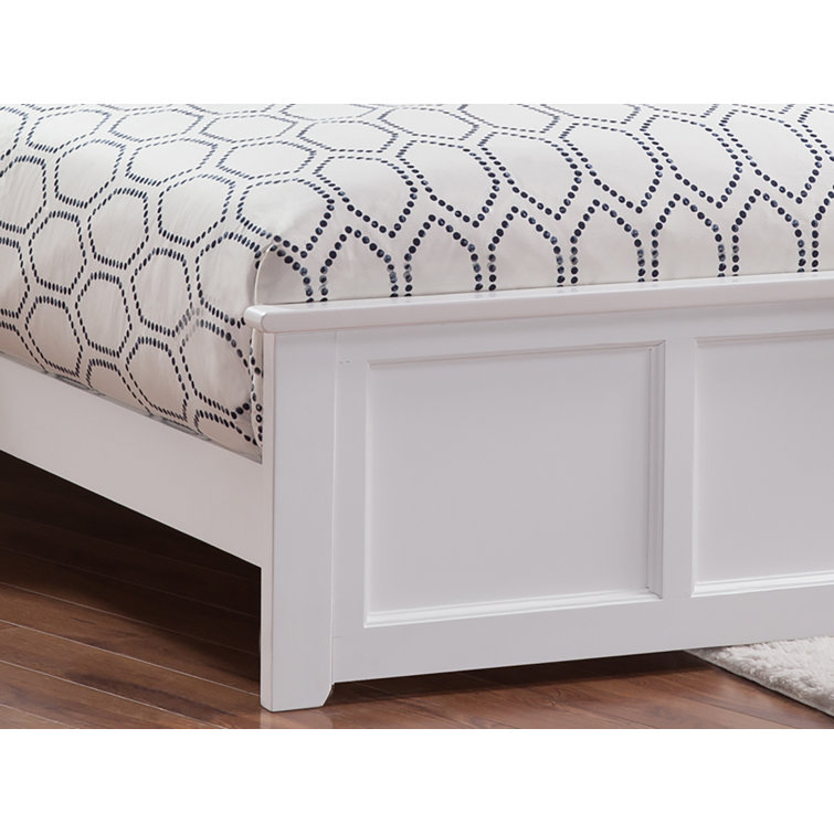 Madison White Full Wood Platform Bed with Headboard and Footboard