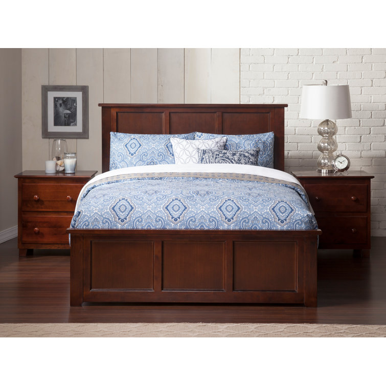 Madison Walnut Full Wood Platform Bed with Headboard