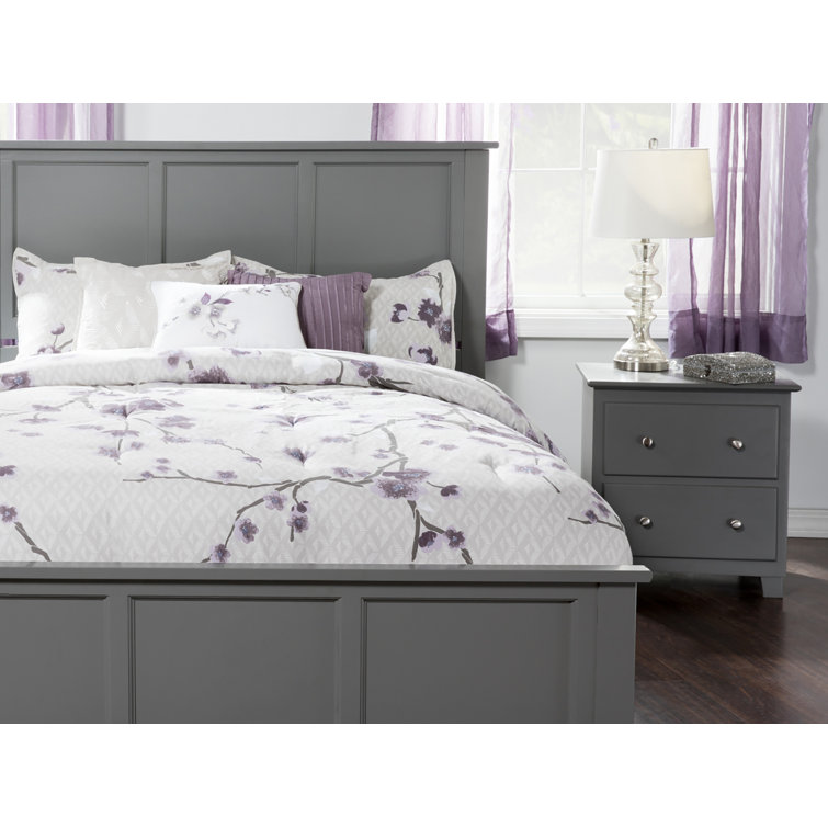 Madison Gray Queen Solid Wood Platform Bed with Headboard