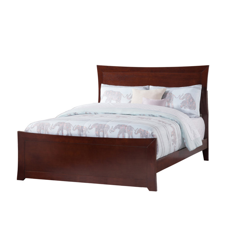 Walnut Full Upholstered Wood Platform Bed with Headboard