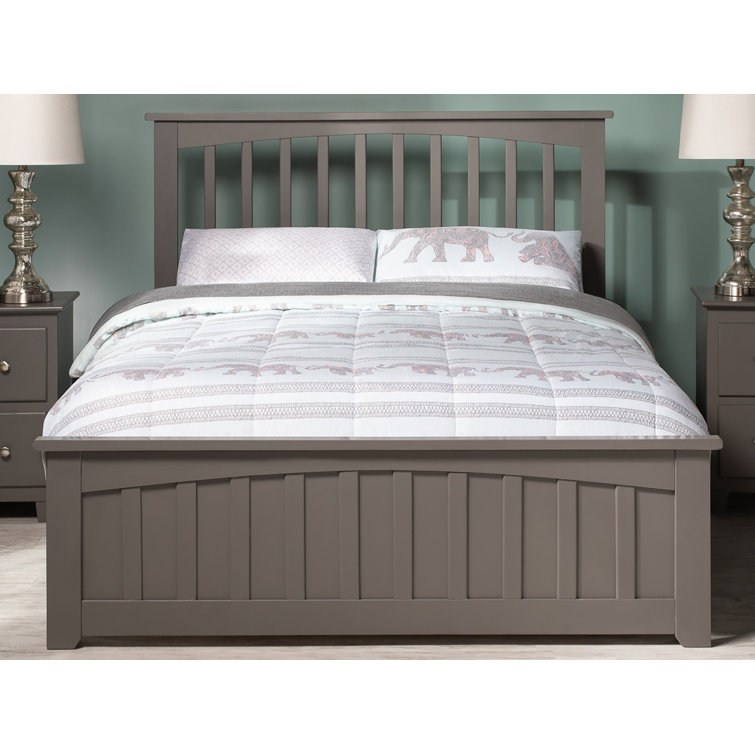 Mission Gray Full Solid Wood Platform Bed with Matching Footboard