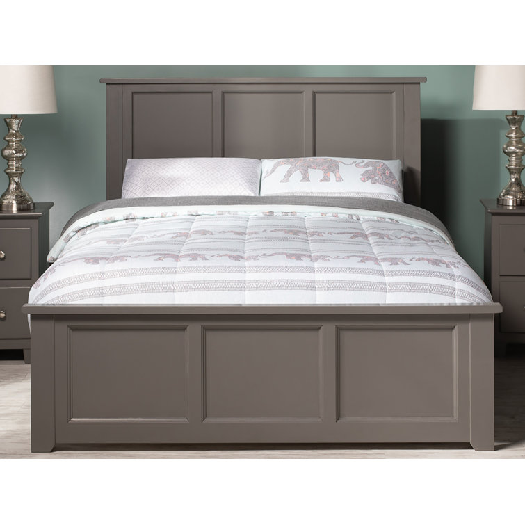Madison Gray Solid Wood Full Platform Bed with Headboard
