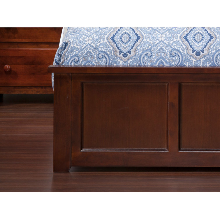 Madison Walnut Full Wood Platform Bed with Headboard