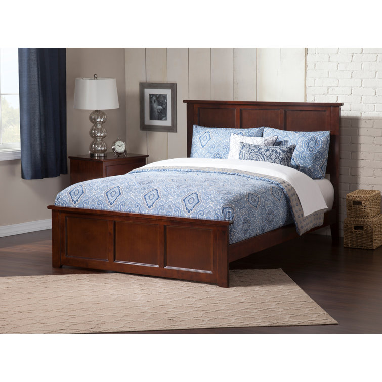 Madison Walnut Full Wood Platform Bed with Headboard