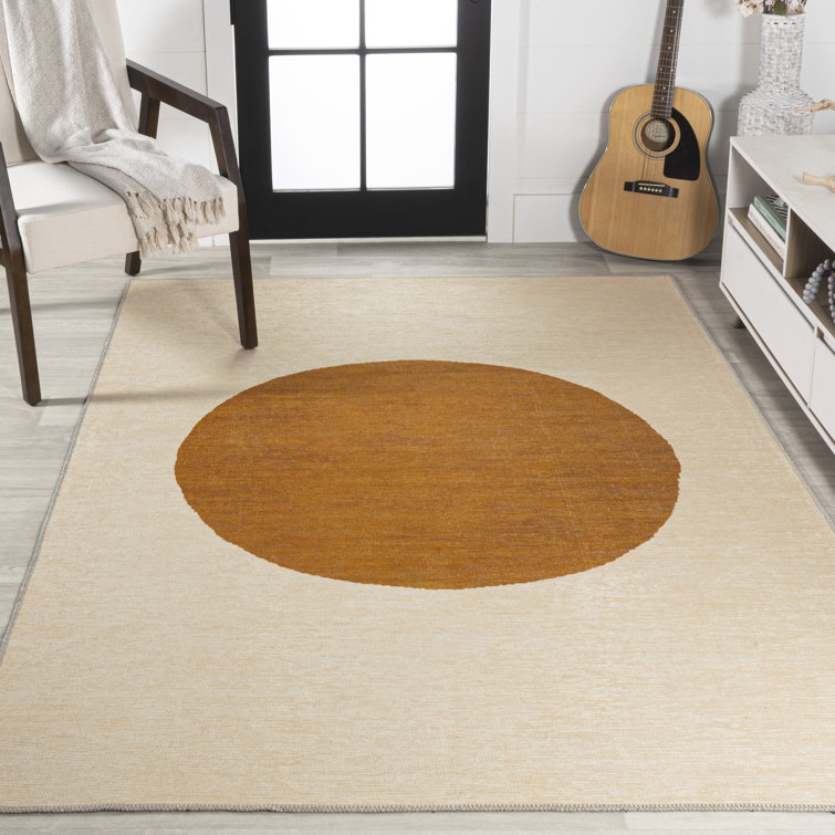 Cream and Terracotta Geometric Washable Runner Rug