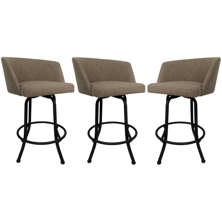 Joey Mojave Grey Swivel Counter Stool with Powder-Coated Metal Frame