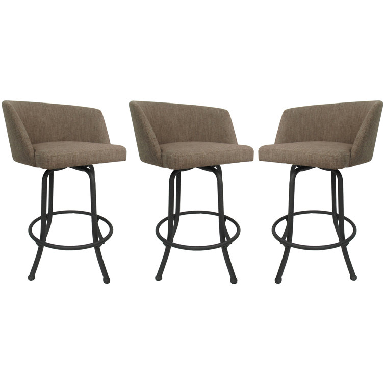 Joey Swivel 30'' Bar Stool with Ruby Red Upholstery & Gray Frame