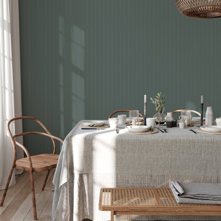 Teal Green Faux Wood Beadboard Peel and Stick Wallpaper Roll