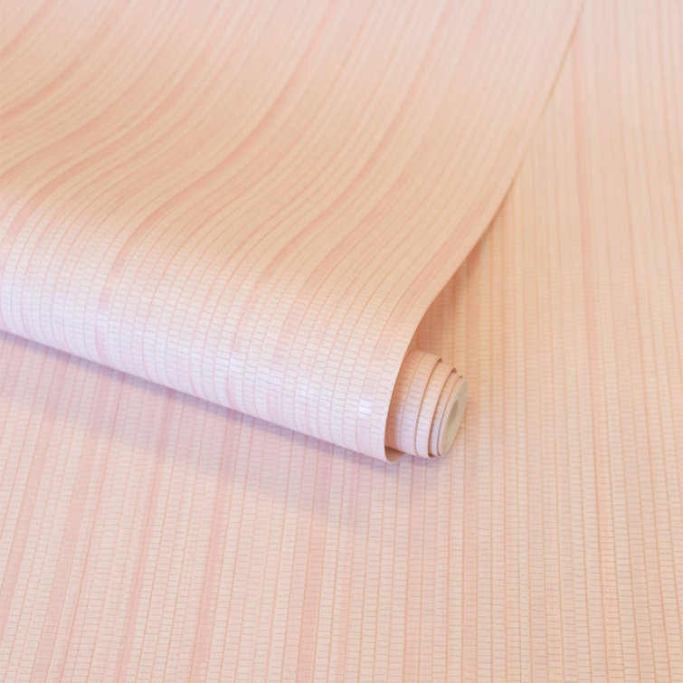 Pink Textured Grasscloth Peel and Stick Wallpaper Roll