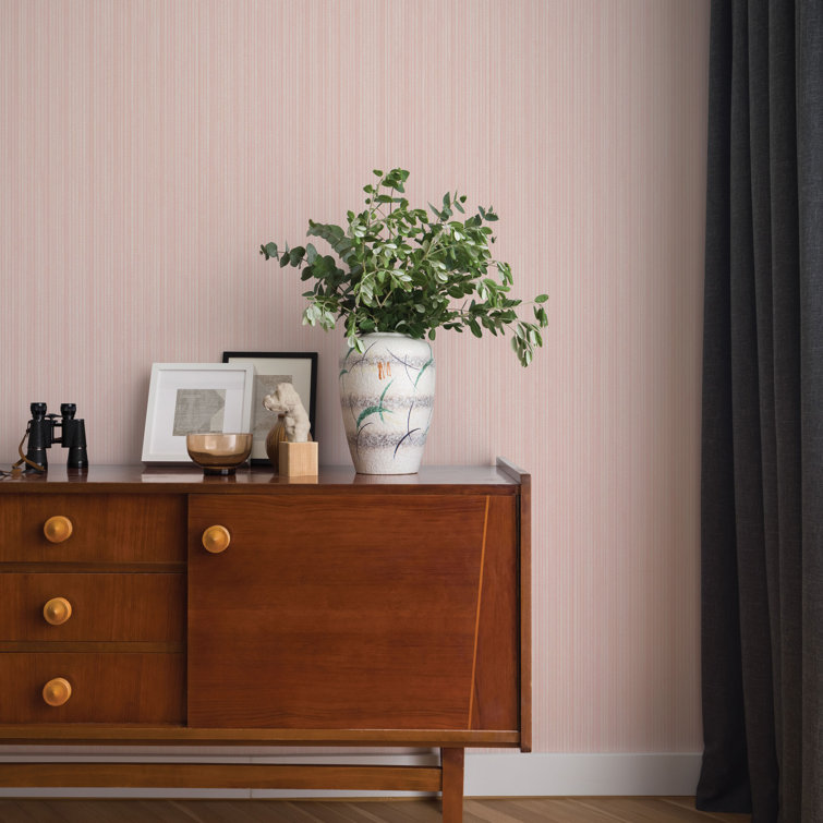 Pink Textured Grasscloth Peel and Stick Wallpaper Roll