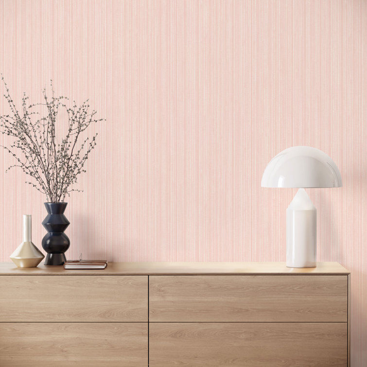 Pink Textured Grasscloth Peel and Stick Wallpaper Roll