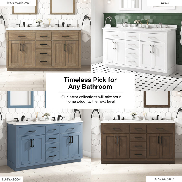 Bailey 60" Pure White Double Sink Freestanding Bathroom Vanity
