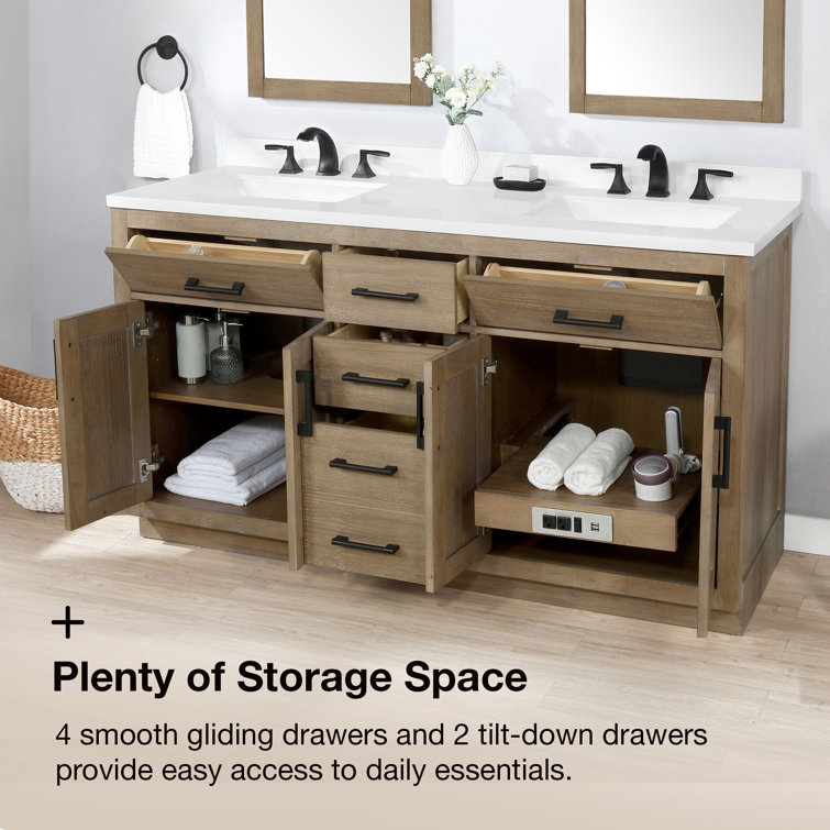 Bailey 60" Pure White Double Sink Freestanding Bathroom Vanity