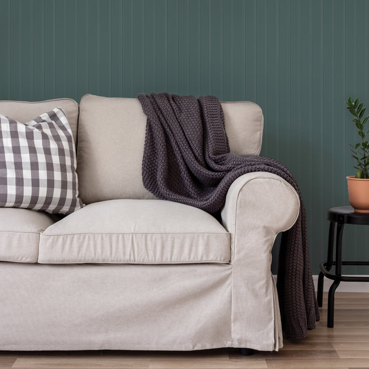 Teal Green Faux Wood Beadboard Peel and Stick Wallpaper Roll