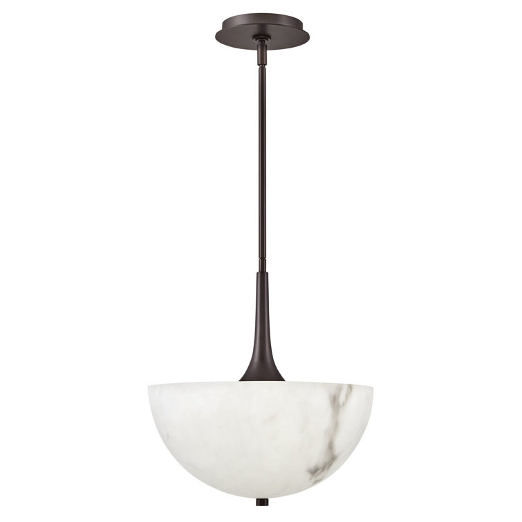 Inez Black Oxide 3-Light LED Bowl Pendant with Cloudstone Glass