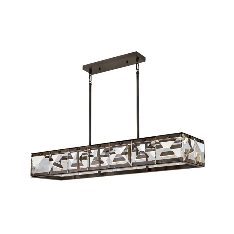 Elegant Black Oxide and Crystal LED Linear Chandelier