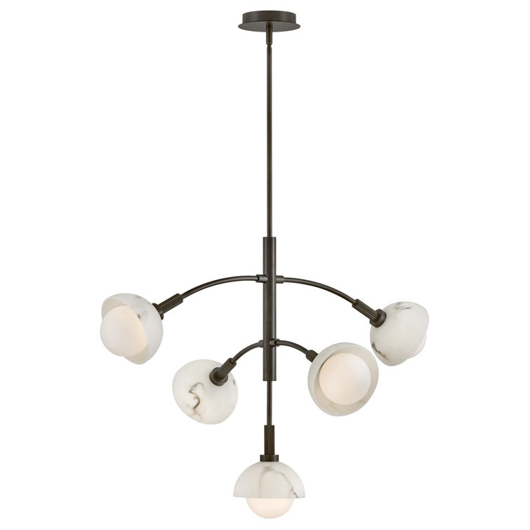 Phoebe Black Oxide 5-Light LED Chandelier with Opal Glass