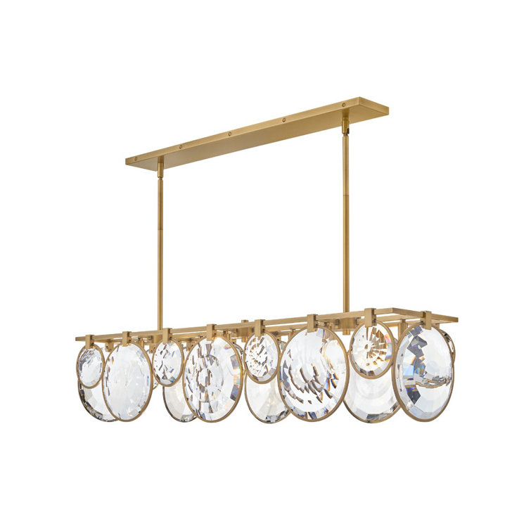 Nala Heritage Brass Optic Crystal 8-Light Linear Chandelier