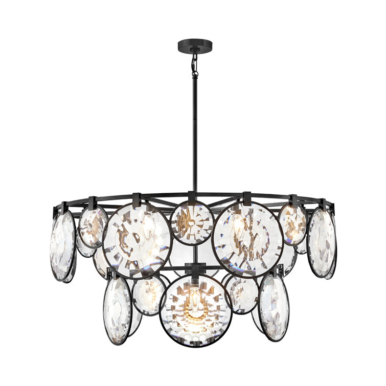 Nala Optic Crystal 15-Light Tiered Black Chandelier