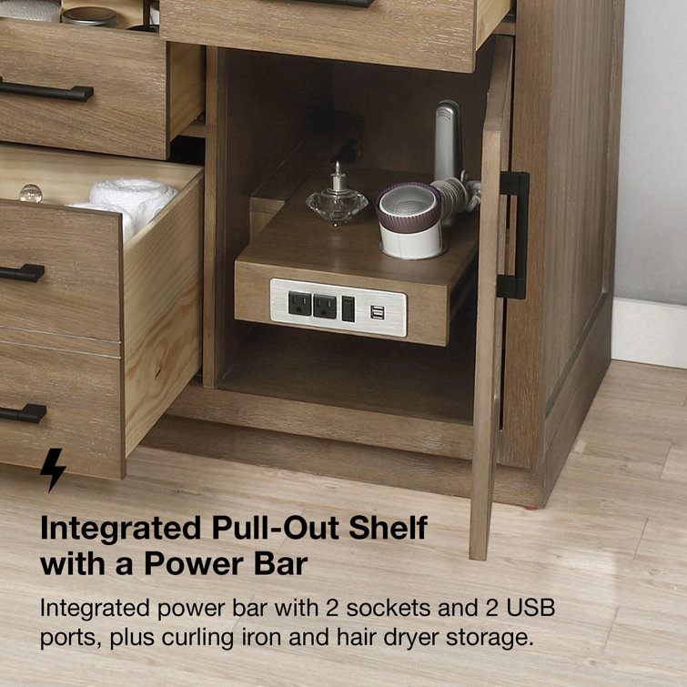 Bailey 48" Driftwood Oak Single Bathroom Vanity with Quartz Top