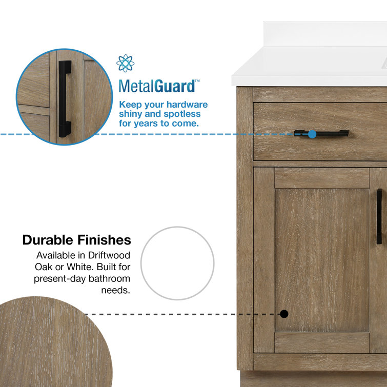 Bailey 48" Driftwood Oak Single Bathroom Vanity with Quartz Top
