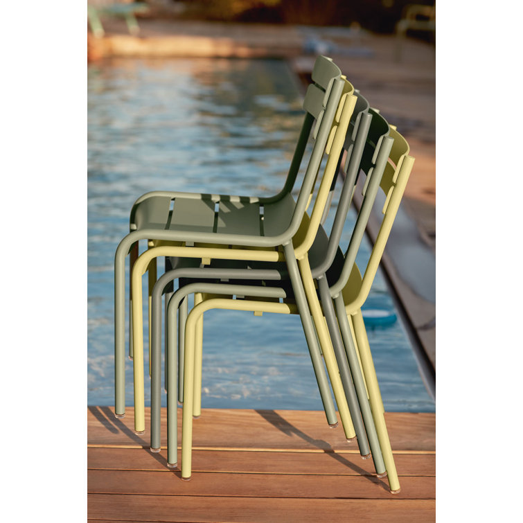 Ice Mint Aluminum Luxembourg-Inspired Stackable Patio Chair, Set of 2