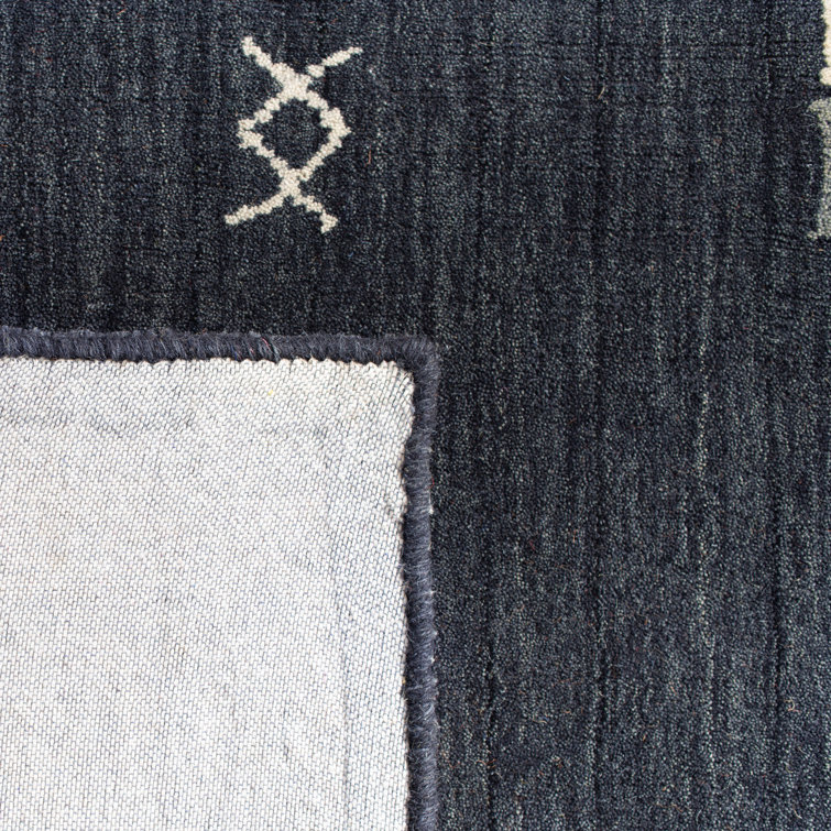 Charcoal Gray Hand-Knotted Wool Rectangular Rug 5' x 8'