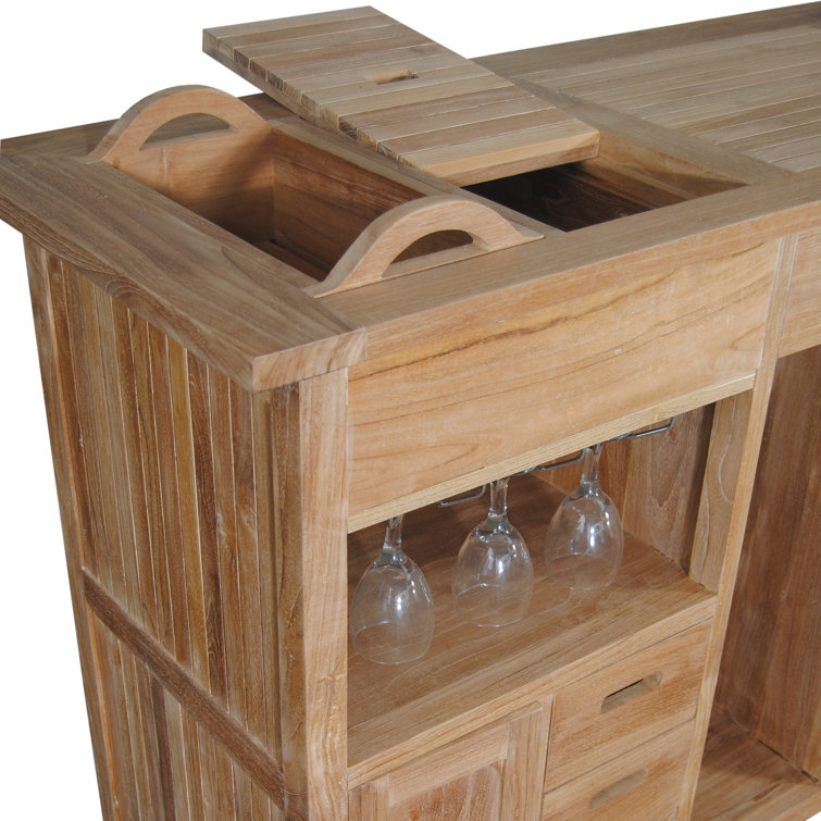 Anderson Teak Safari Outdoor Bar Table with Storage