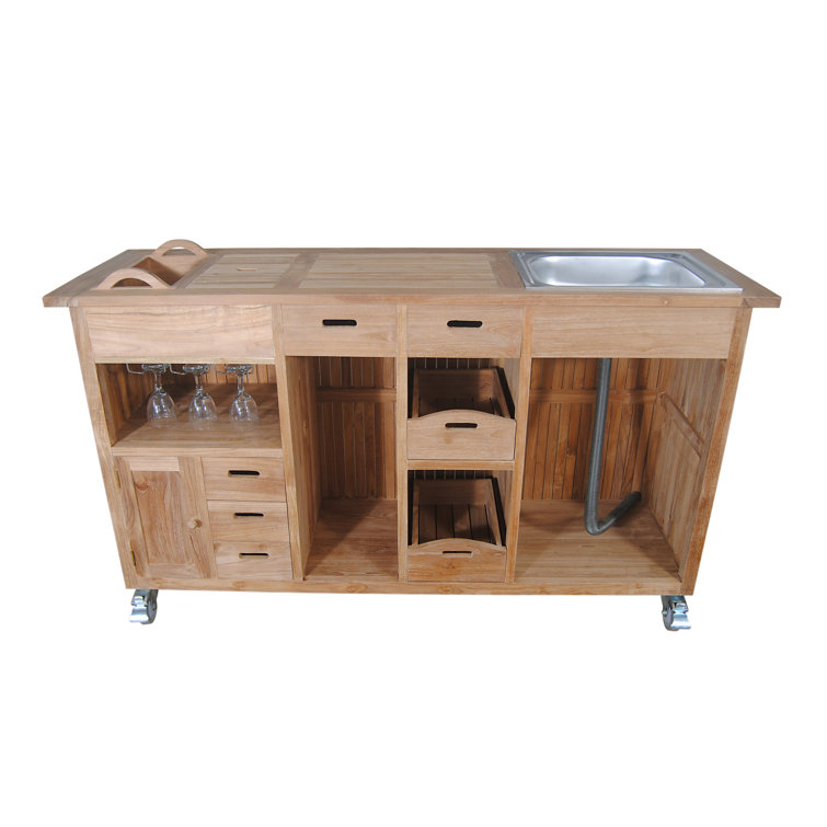 Anderson Teak Safari Outdoor Bar Table with Storage