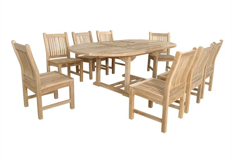 Natural Teak 8-Person Oval Outdoor Dining Set