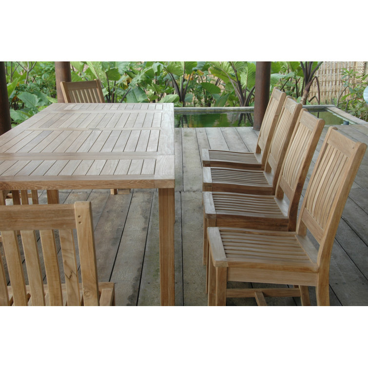 Natural Teak 11-Piece Outdoor Dining Set with Extension Table