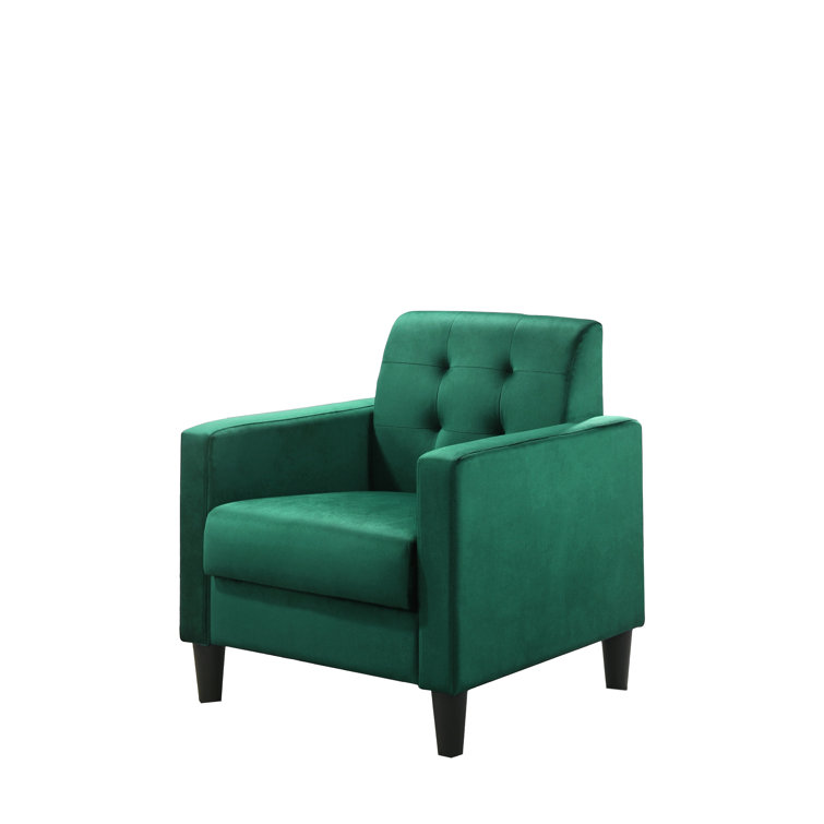 Elegant Green Velvet Accent Chair with Tufted Back