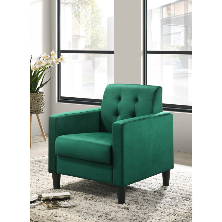 Elegant Green Velvet Accent Chair with Tufted Back