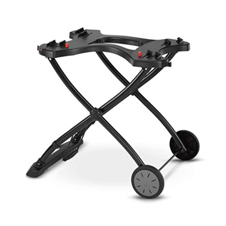 Black Steel Portable Grill Cart with Wheels