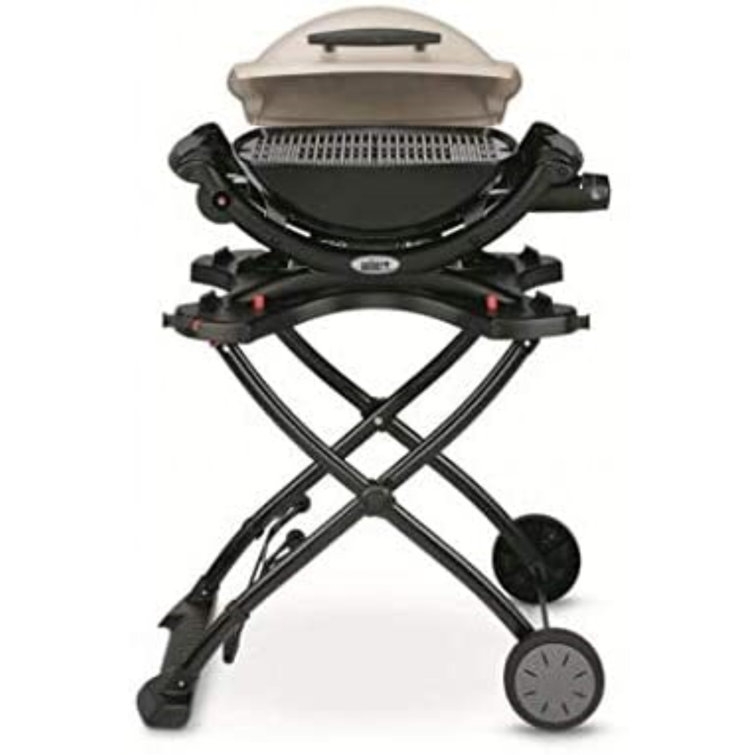 Black Steel Portable Grill Cart with Wheels