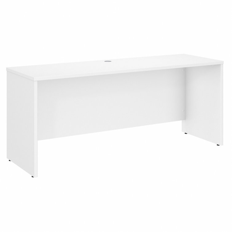 White Wood Office Desk with Drawer and Filing Cabinet