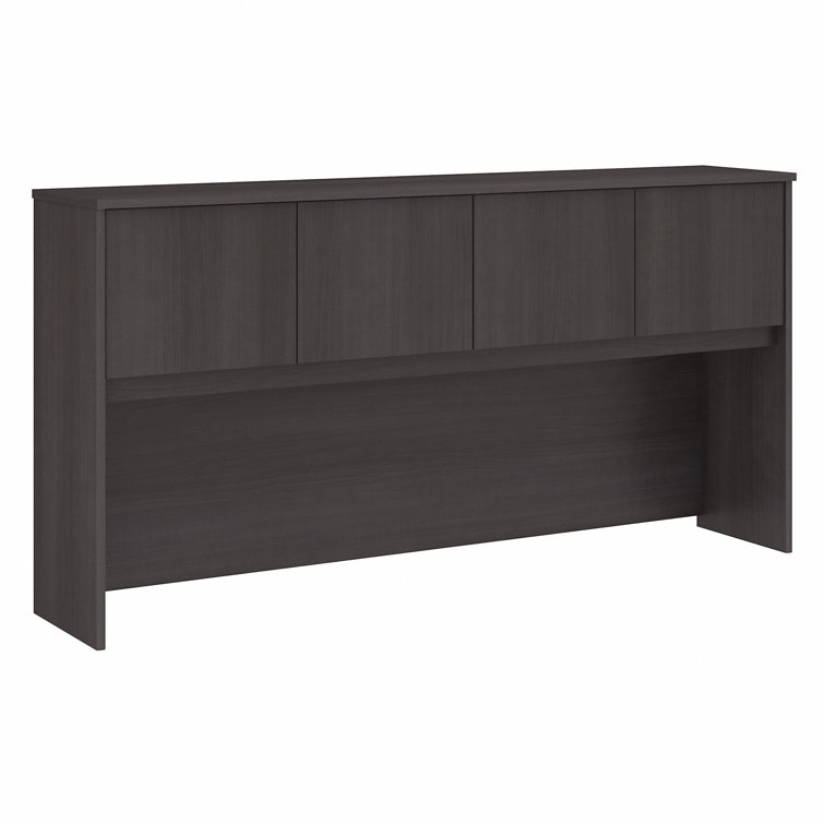 Contemporary Storm Gray L-Shaped Desk with Hutch & Cable Management