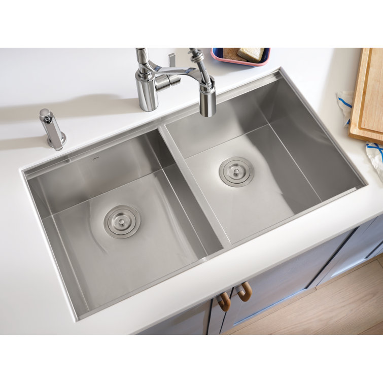 Luxe Chef 33" Stainless Steel Double Bowl Workstation Sink