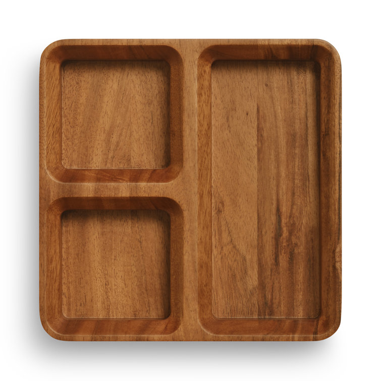 Acacia Wood Beveled Desk Organizer Tray