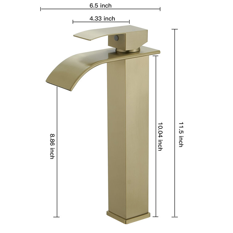 Brushed Gold Stainless Steel Single Handle Vessel Sink Faucet
