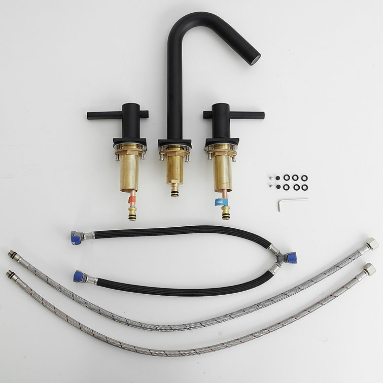 Matte Black 8-Inch Widespread Double Handle Bathroom Faucet