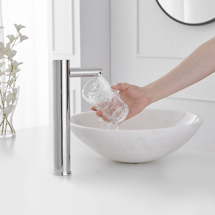Polished Chrome Touchless Vessel Sink Faucet with Drain Assembly
