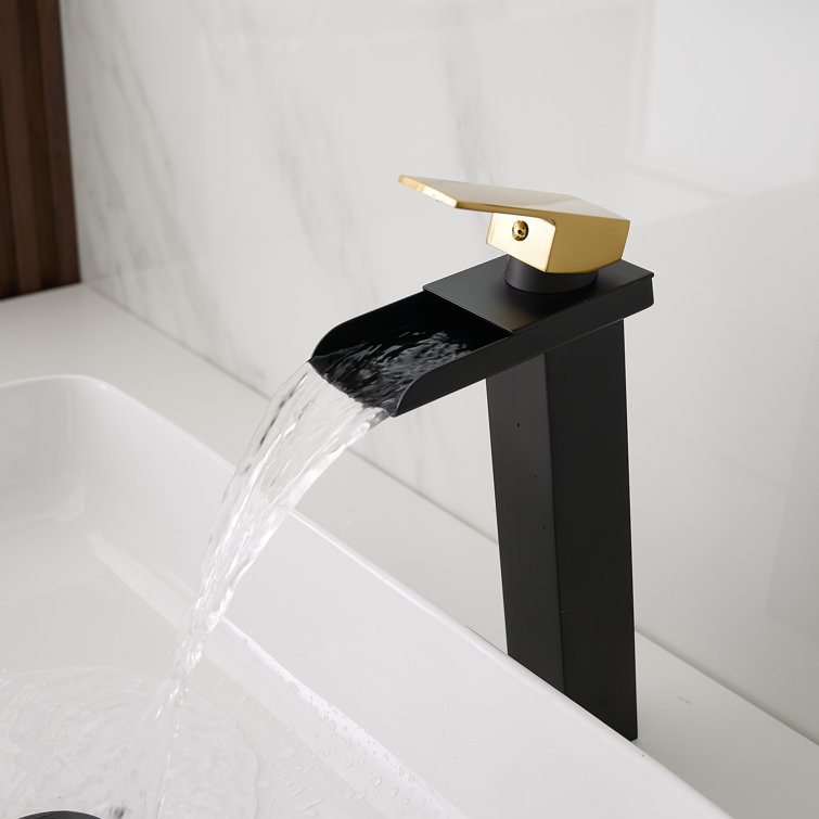 Matte Black and Gold Single Handle Vessel Sink Faucet