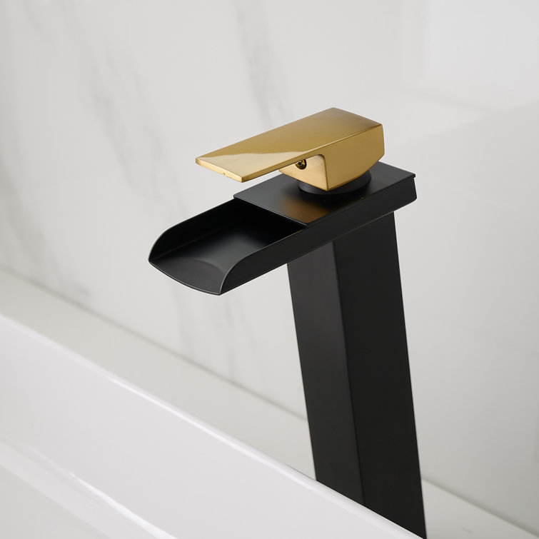 Matte Black and Gold Single Handle Vessel Sink Faucet