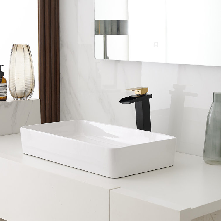 Matte Black and Gold Single Handle Vessel Sink Faucet