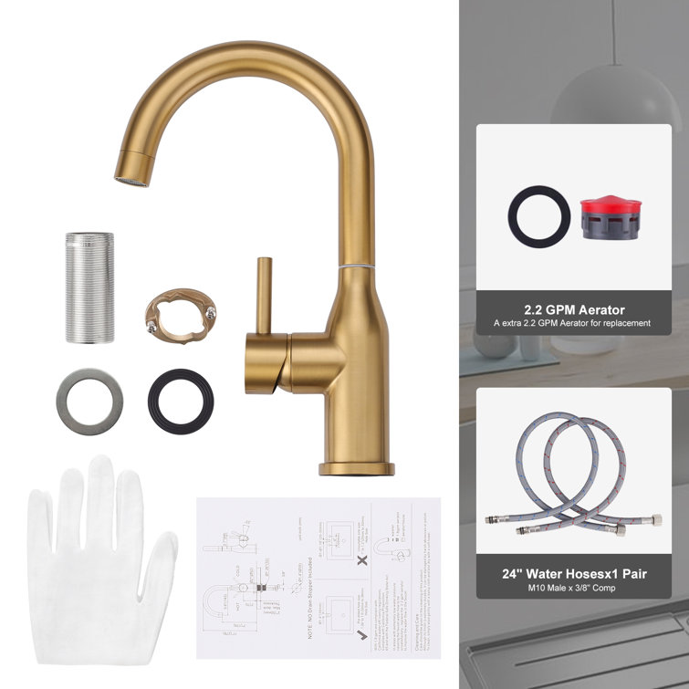 Brushed Gold Stainless Steel Single Handle Bar Faucet
