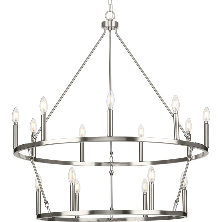 Gilliam 35.5" Brushed Nickel 15-Light Circular Chandelier