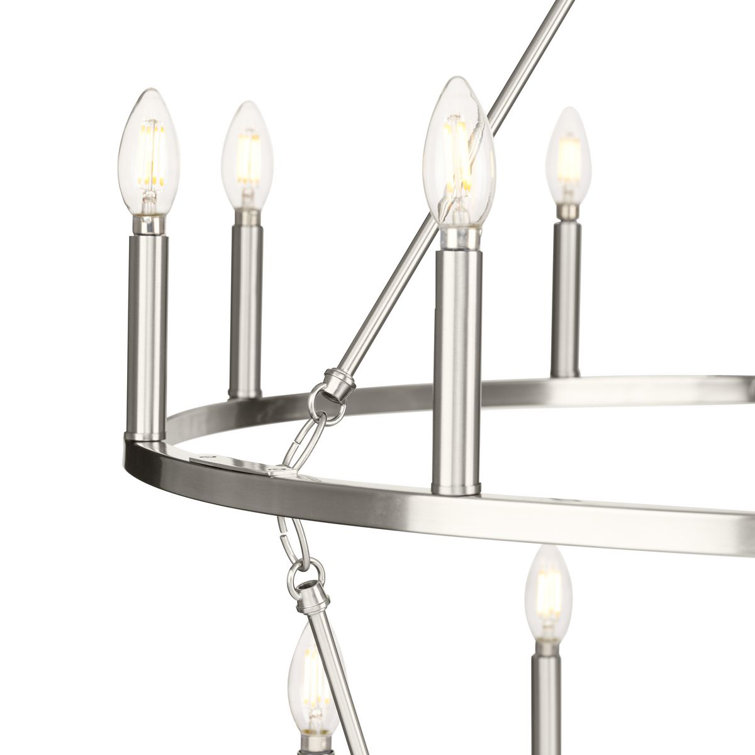 Gilliam 35.5" Brushed Nickel 15-Light Circular Chandelier